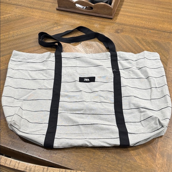ZARA Striped Tote Bag - Picture 1 of 3